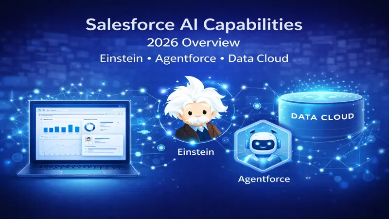 Salesforce AI capabilities in 2026 including Einstein, Agentforce, and Data Cloud overview