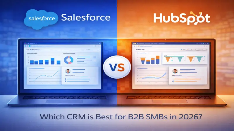 Salesforce vs HubSpot CRM comparison for B2B SMBs in 2026 highlighting features and differences