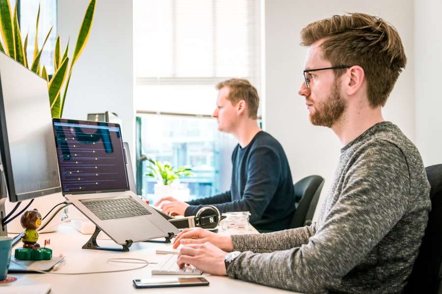 Professional team reviewing Salesforce CRM dashboards and data